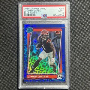 JAMARR CHASE 2021 Donruss Optic #207 Blue Scope Prizm Rookie Rated PSA 9 MINT RC